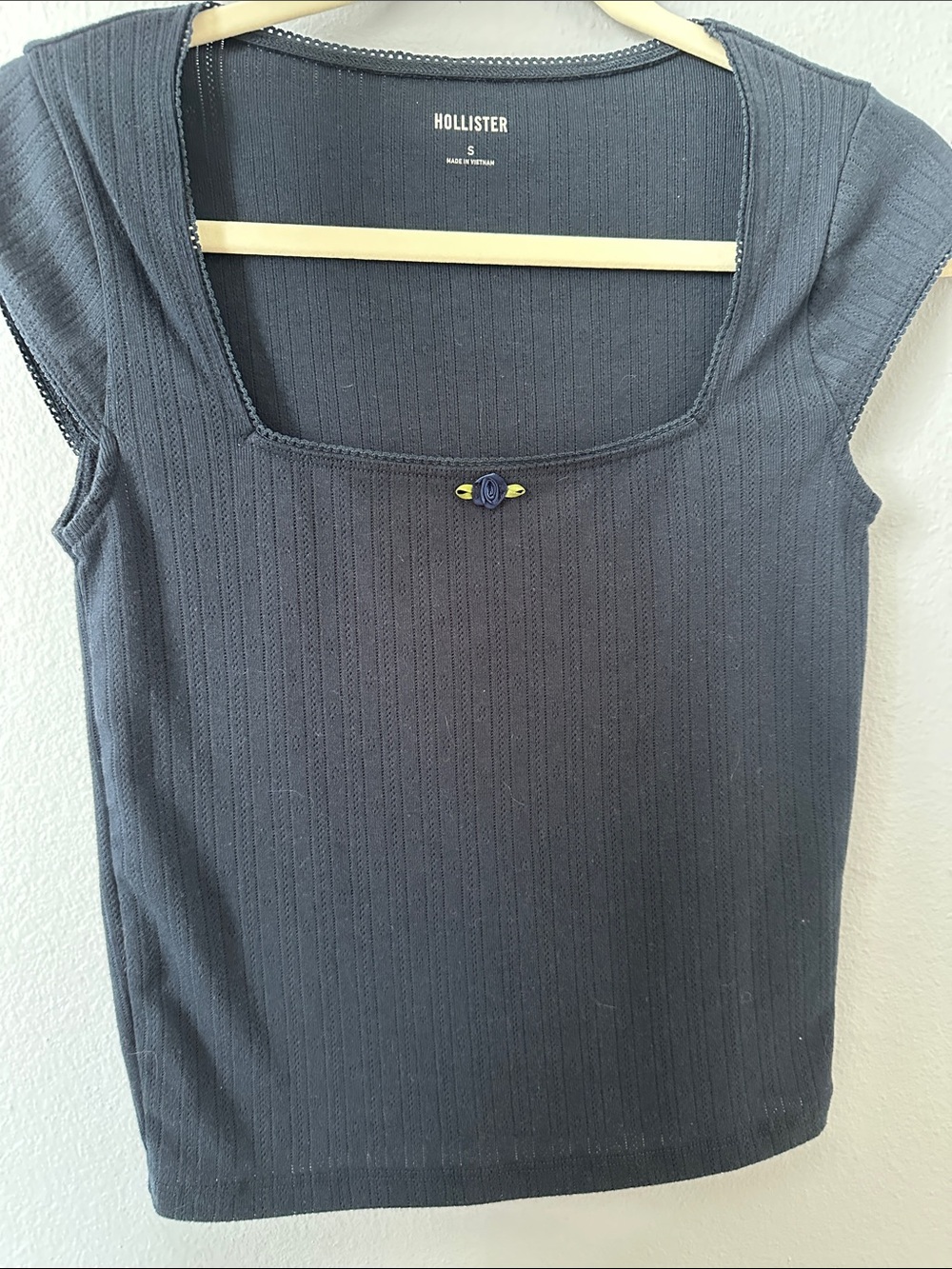 Hollister Women's Square-Neck Cap Sleeve Top — Navy